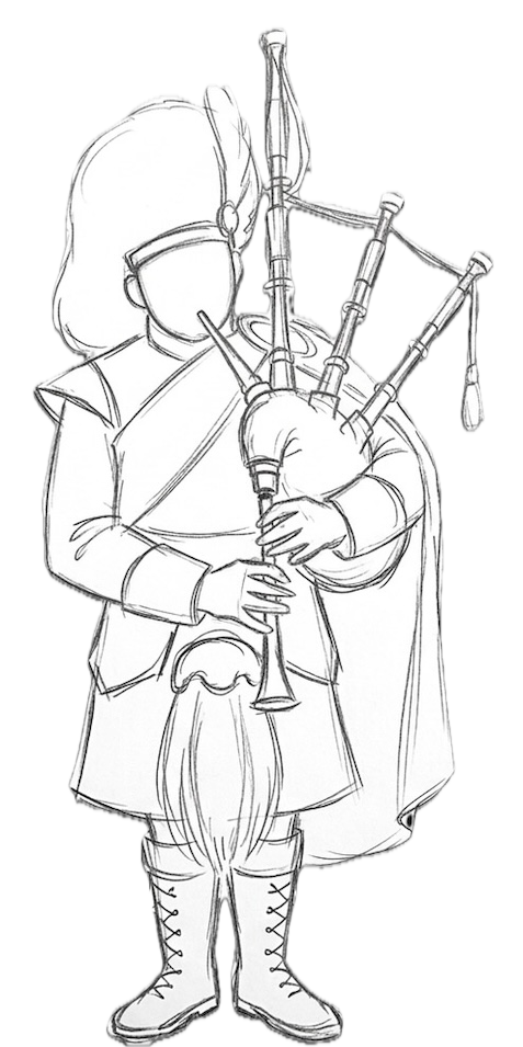 Bagpiper sketch illustration